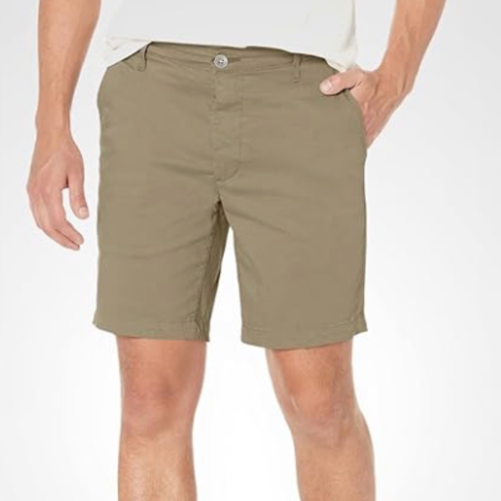 *AG Adriano Goldschmied Mens Wanderer Olive Green Slim Trouser Shorts 33R